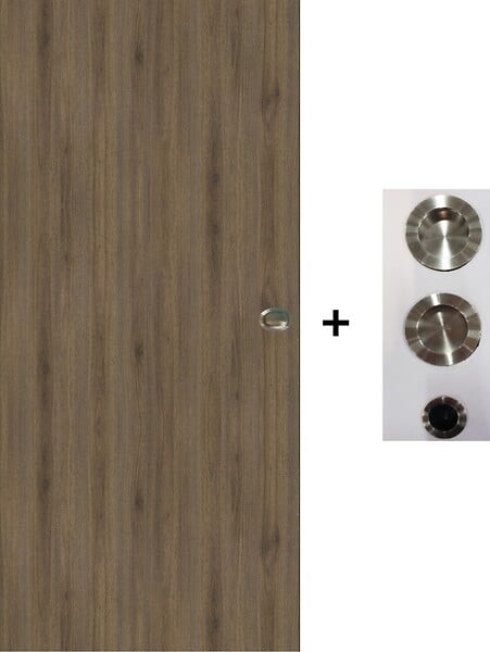 GD MENUISERIES - Porte Coulissante Décor Noyer Light Walnut H204 x L93 cm, coquilles, tire doigt - large