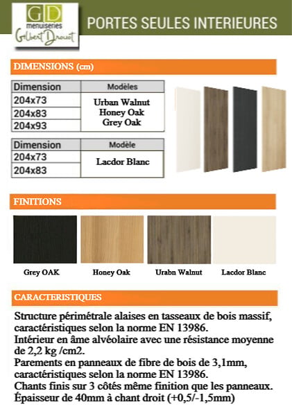 GD MENUISERIES - Porte Coulissante Décor Noyer Light Walnut H204 x L83 cm, Rail Alu - large