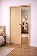 GD MENUISERIES - Porte Coulissante Décor Chêne Naturel Honey Oak  H204 x L93 cm, Galandage, kit finition (coquille et tire doigt) - vignette