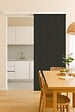 GD MENUISERIES - Porte Coulissante Effet Chêne Anthracite Grey Oak H204 x L93 cm, Rail alu Bandeau Blanc - vignette