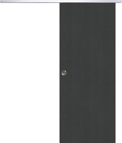 GD MENUISERIES - Porte Coulissante Effet Chêne Anthracite Grey Oak H204 x L83 cm,Rail Alu, coquilles - large