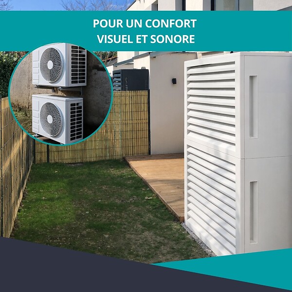ATOLE - Cache climatiseur, acoustique ATOLE en Aluminium Thermolaqué - Taille 4 : H. 157 x L. 100 x P. 84 cm - Blanc - large