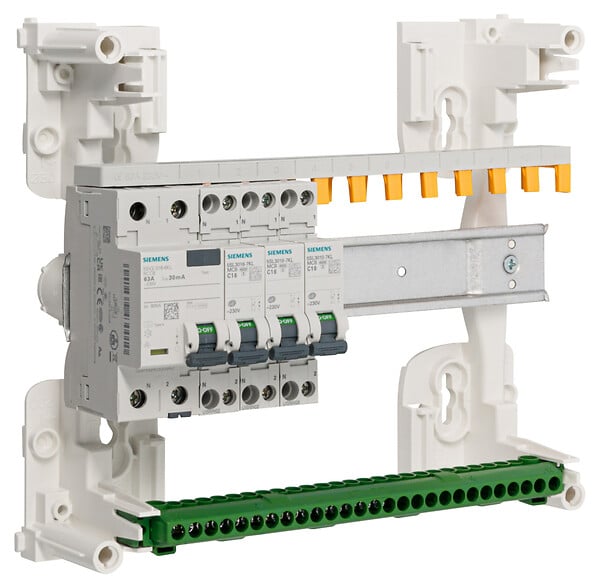 SIEMENS - Tableau 1 rangée pré-équipé 1 inter. diff. 63A type A + 3 disjoncteurs-SIEMENS - large