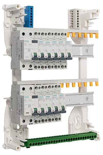 SIEMENS - Tableau 2 rangées pré-équipé 1 inter. diff. 63A + 1 inter. diff. 40A + 9 disjoncteurs-SIEMENS - large
