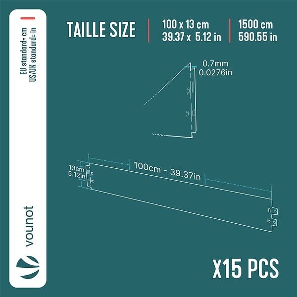 VOUNOT - Lot de 15 Bordure de jardin en métal galvanisé flexible 100x13cm - large