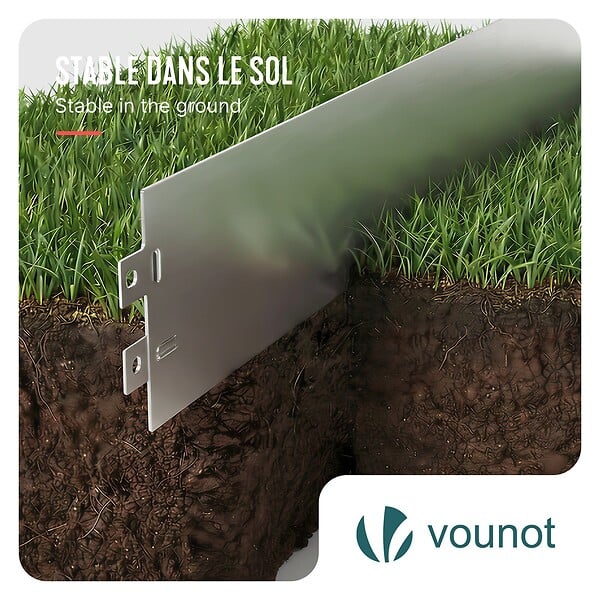 VOUNOT - Lot de 10 Bordure de jardin en métal galvanisé flexible 100x13cm - large