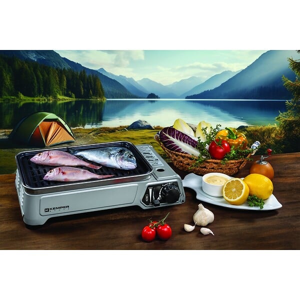 KEMPER - Barbecue gaz portable 1900W, Plancha gaz anti‑adhésive, Idéal camping, terrasse, balcon KEMPER - large