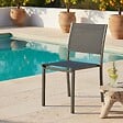 OVIALA - Chaise de jardin aluminium et textilène gris - Nice - vignette