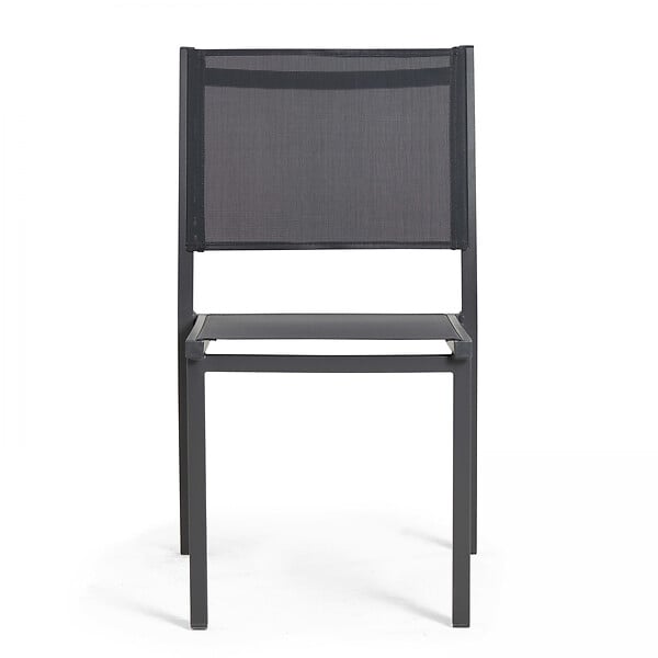 OVIALA - Chaise de jardin aluminium et textilène gris - Nice - large