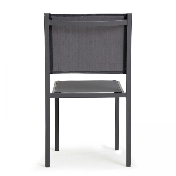 OVIALA - Chaise de jardin aluminium et textilène gris - Nice - large