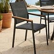 OVIALA - Chaise de jardin en aluminium et textilène avec accoudoirs gris - Jakarta - vignette
