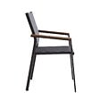 OVIALA - Chaise de jardin en aluminium et textilène avec accoudoirs gris - Jakarta - vignette