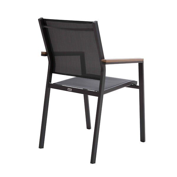 OVIALA - Chaise de jardin en aluminium et textilène avec accoudoirs gris - Jakarta - large