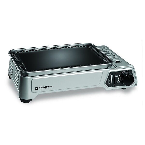 KEMPER - Plancha à gaz portable 2300W + 2 cartouches de gaz + Valise de transport KEMPER - large
