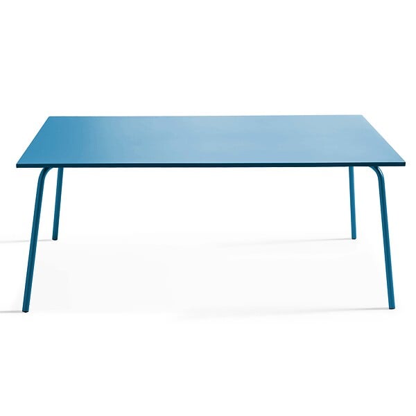 OVIALA - Ensemble table de jardin et 8 chaises en métal bleu pacific  - Palavas - large