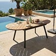 OVIALA - Table de jardin extensible 8 à 10 places effet bois en alu et polywood - Jakarta - vignette