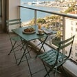 OVIALA - Table de jardin et 2 chaises acier 60 cm vert cactus - Rome - vignette