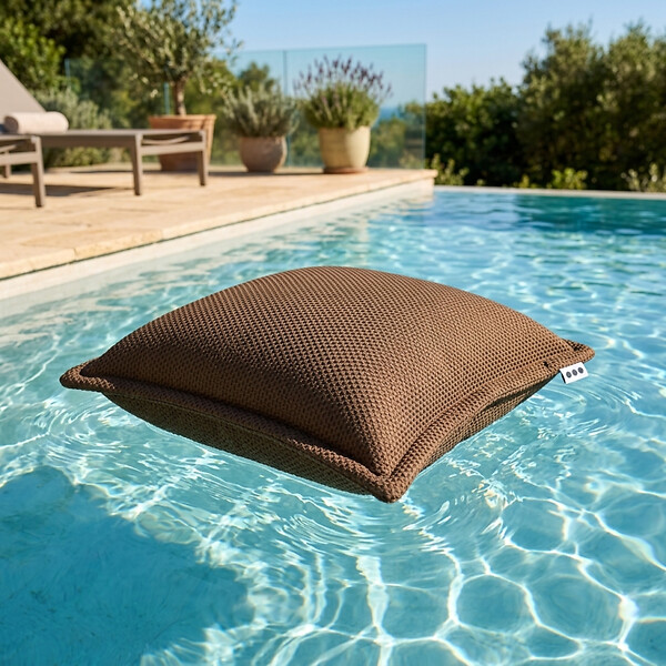SOO  SANTAI - Coussin piscine flottant 65 × 65 × 25 cm intérieur / extérieur SANS billes de polystyrène – Brun (CF6565-5) - large