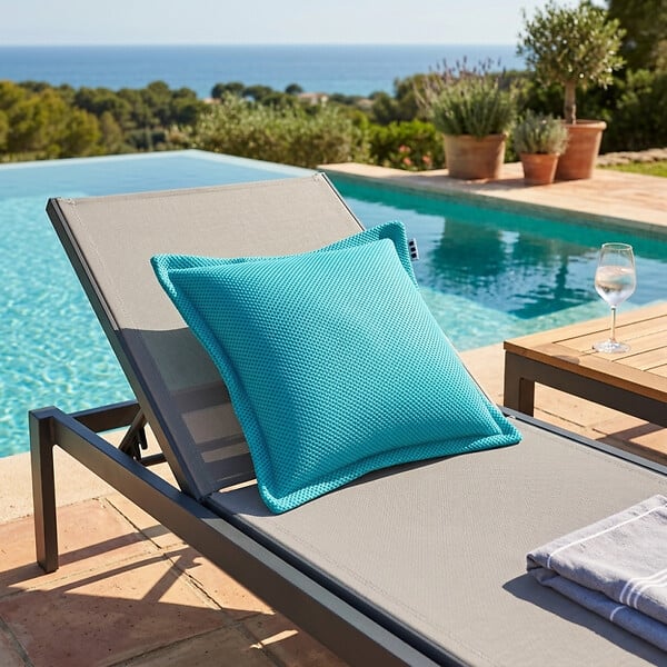 SOO  SANTAI - Coussin piscine flottant 65 × 65 × 25 cm intérieur / extérieur SANS billes de polystyrène – Bleu (CF6565-4) - large