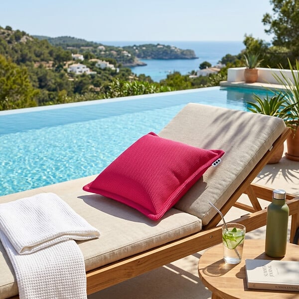 SOO  SANTAI - Coussin piscine flottant 65 × 65 × 25 cm intérieur / extérieur SANS billes de polystyrène – Rose (CF6565-3) - large