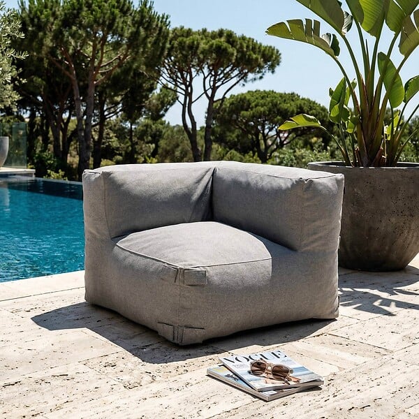 OVIALA - Fauteuil d'angle pour canapé modulable gris - Mixi - large