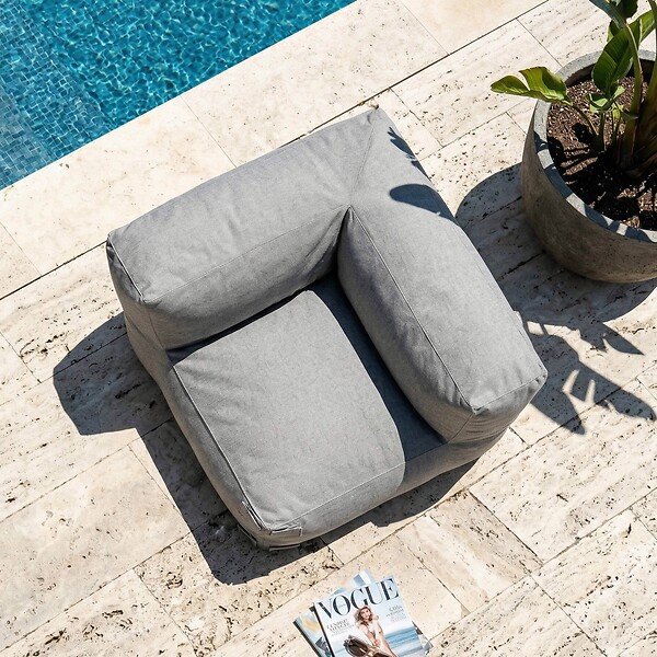 OVIALA - Fauteuil d'angle pour canapé modulable gris - Mixi - large