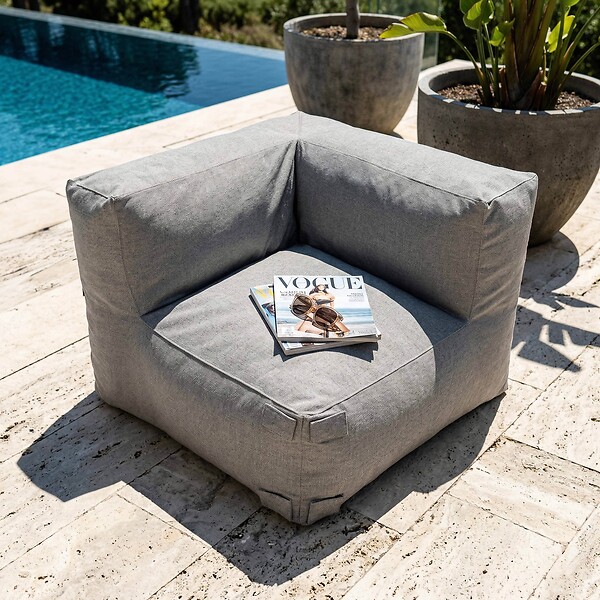 OVIALA - Fauteuil d'angle pour canapé modulable gris - Mixi - large