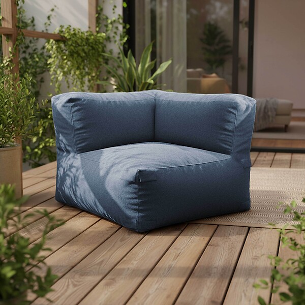 OVIALA - Fauteuil d'angle pour canapé modulable bleu pacific - Mixi - large
