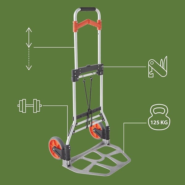 PACK AND MOVE - Pack and Move - Diable pliable en aluminium - 28 x 39 x 100 cm - 70 KG max - Pour déménagement et transport - large