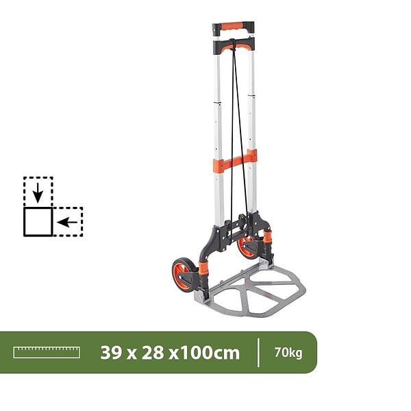 PACK AND MOVE - Pack and Move - Diable pliable en aluminium - 28 x 39 x 100 cm - 70 KG max - Pour déménagement et transport - large