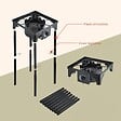 INTEC - Réchaud à Gaz 1 feu Barbecue grill 4,5kW 2en1 Bruleur fonte + Plaque Grill Fonte 40×40cm 3 hauteurs modulables Piezo INTEC - vignette