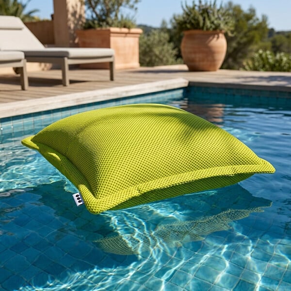 SOO  SANTAI - Coussin piscine flottant 45 × 45 × 25 cm intérieur / extérieur SANS billes de polystyrène – Vert (SCF4545-2) - large