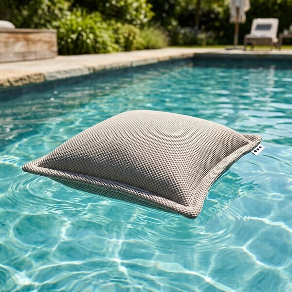 SOO  SANTAI - Coussin piscine flottant 45 × 45 × 25 cm intérieur / extérieur SANS billes de polystyrène – Gris (SCF4545-1) - large