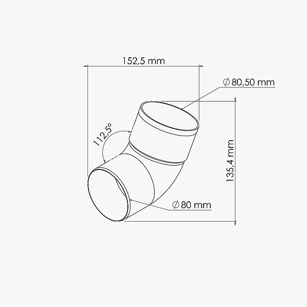 MON MARCHE DECO - Coude M/F 67° pour tuyau de 80 mm - Blanc - large