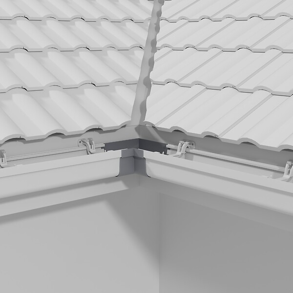 MON MARCHE DECO - Angle int. 90° face plane / Angle ext. 90° face galbée pour Gouttière PVC Moulurée - Gris - large