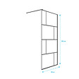 AURLANE - Paroi de retour Sérigraphie Briques 80x180 cm pour Porte de Douche DARK BLOCKS - Profilé Noir Mat - vignette