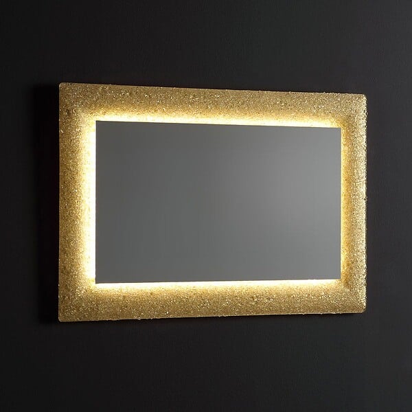 KIAMAMI VALENTINA - Miroir Avec Cadre En Verre Coulé Avec Grain D'or Réversible 90X62 - large