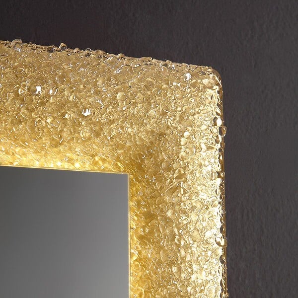 KIAMAMI VALENTINA - Miroir Avec Cadre En Verre Coulé Avec Grain D'or Réversible 90X62 - large