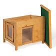 ID MARKET - Maison pour chat niche en bois avec porte basculante à lamelles - vignette