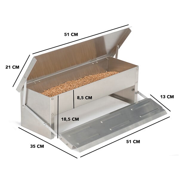 ID MARKET - Mangeoire XL pour poules distributeur automatique à pédale en acier 5 KG - large