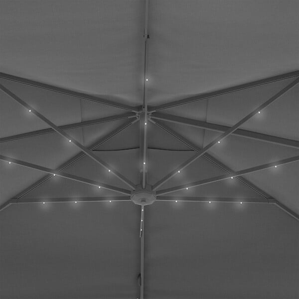 ID MARKET - Parasol déporté inclinable rotatif 360 CALVI LED gris 3x4 M avec housse - large