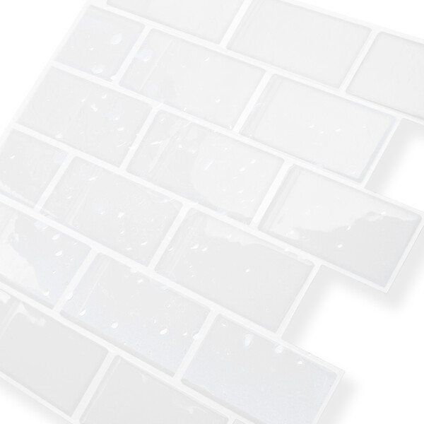 ID MARKET - Crédence adhésive murale effet carrelage métro blanc 10 pcs 30x30 cm - large