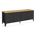 ID MARKET - Buffet bas 140 cm ESTER 4 portes métal noir et plateau bois design industriel - vignette