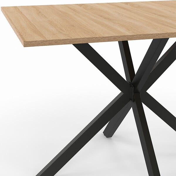 ID MARKET - Table à manger rectangle ALIX 6 personnes pied araignée bois et noir 110 cm - large