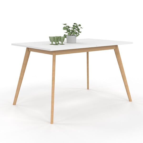 ID MARKET - Table scandinave extensible rectangle INGA 4-8 personnes blanche 110-150 cm - large