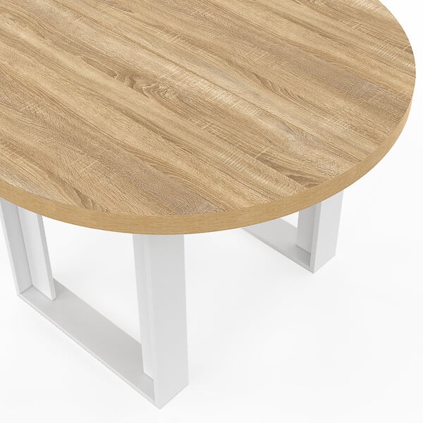 ID MARKET - Table à manger fixe ronde PHOENIX 4 personnes bois et blanc 110 cm - large