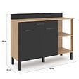 ID MARKET - Buffet bas de cuisine 120 CM CINA plan de travail H.83 cm 2 portes + tiroir façon hêtre et noir - vignette
