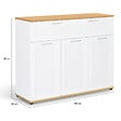ID MARKET - Buffet 100 cm VITO 3 portes et 1 tiroir blanc et plateau bois - vignette