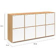 ID MARKET - Buffet casier 139 cm CASSIE 8 portes blanc et bois - vignette