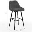 ID MARKET - Lot de 4 tabourets de bar THALYA en velours gris foncé avec demi-accoudoirs - vignette